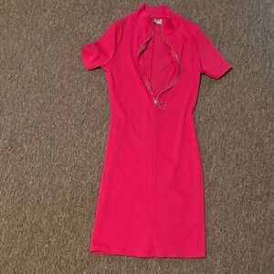 Pink zipper body con Women's Dress